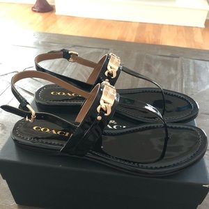 Coach Caterine Patent T-Strap Sandal Size 8